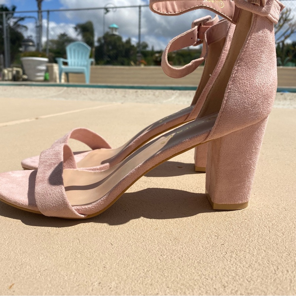 Elegant Pink Suede Women's Heels
